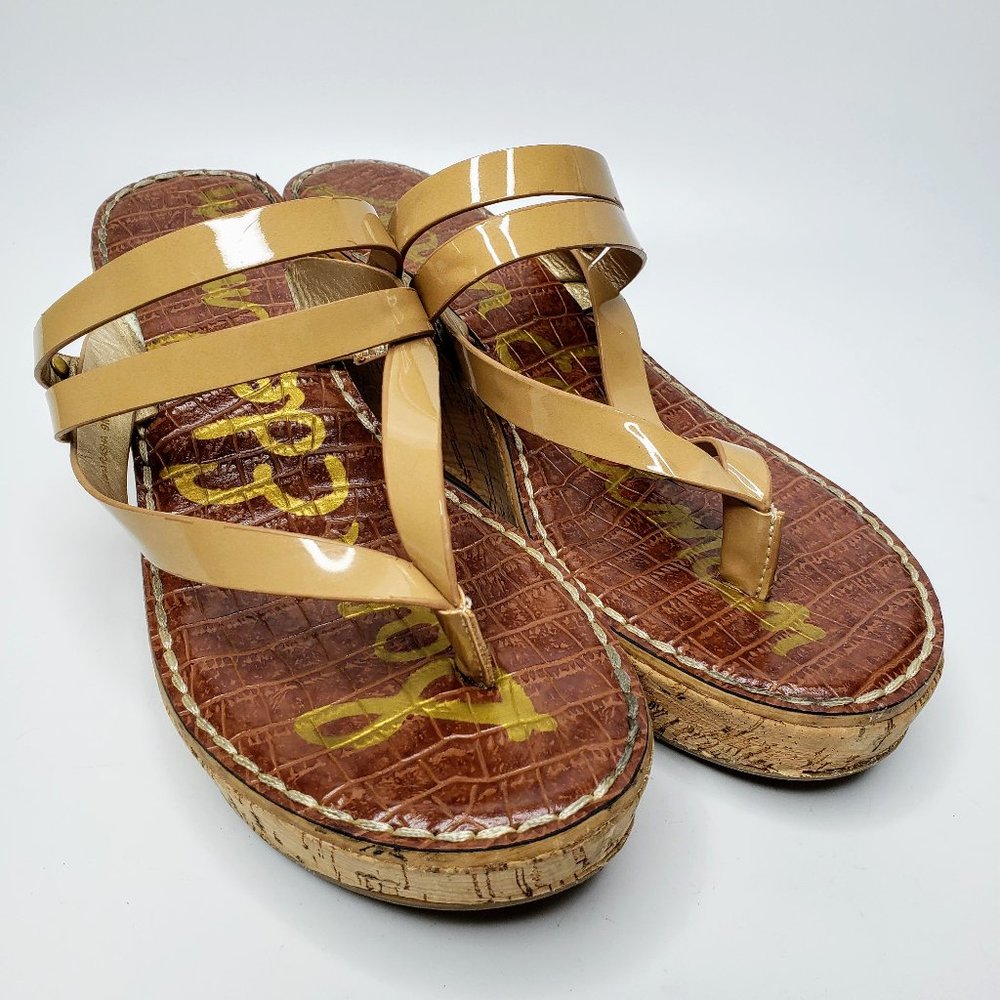 Sam Edelman Rasha Thong Style Cork Platform Wedge Sandals 9